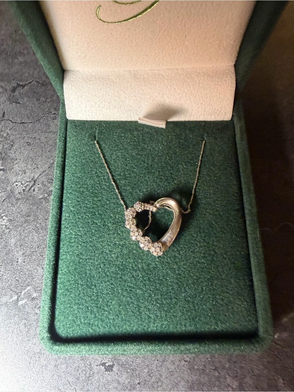Greenberg's silver Diamond Heart pendant Necklace